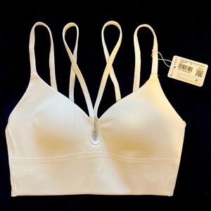lululemon Like a Cloud Strappy Longline Bra (Ribbed) size 6, white